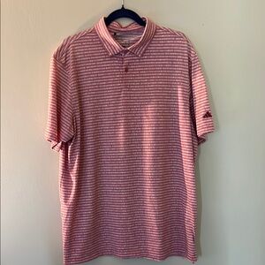 Adidas Men's Pink Striped Polo Shirt
